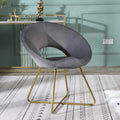 Roundhill Furniture Slatina Silky Velvet Upholstered Accent Chair With Gold Tone Finished Base, Gray