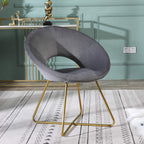 Roundhill Furniture Slatina Silky Velvet Upholstered Accent Chair With Gold Tone Finished Base, Gray