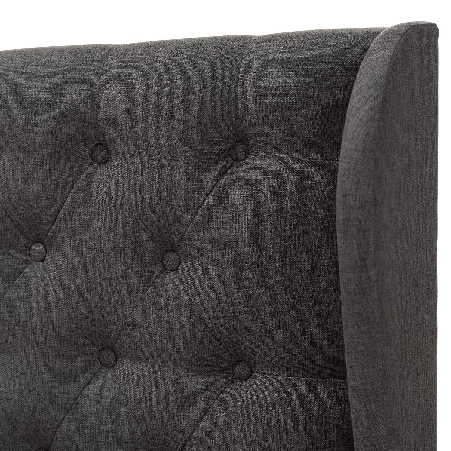Baxton Studio Cadence King Winged Panel Headboard in Dark Gray