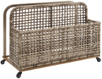 Crosley Furniture Ridley Wicker Outdoor Storage Pool Caddy for Floats, Patio Furniture Cushions, Distressed Gray/Brown