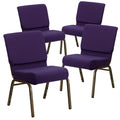 4 Pk. 21 Royal Purple Fabric Stacking Church Chair - Gold Vein Frame