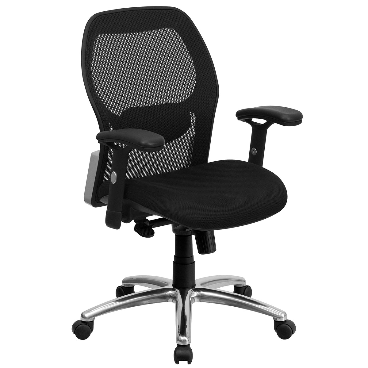 Flash Furniture Albert Mid-Back Black Super Mesh Executive Swivel Office Chair with Knee Tilt Control and Adjustable Lumbar & Arms