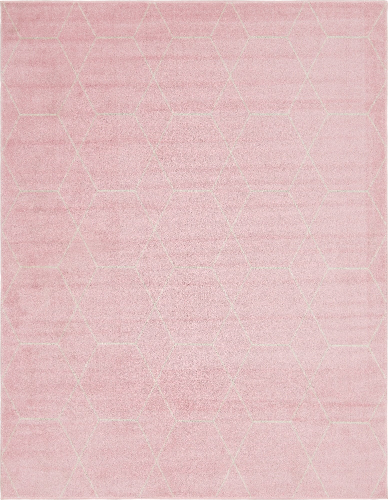 Unique Loom Trellis Frieze Collection Area Rug - Geometric (8 x 10, Light Pink/ Ivory)
