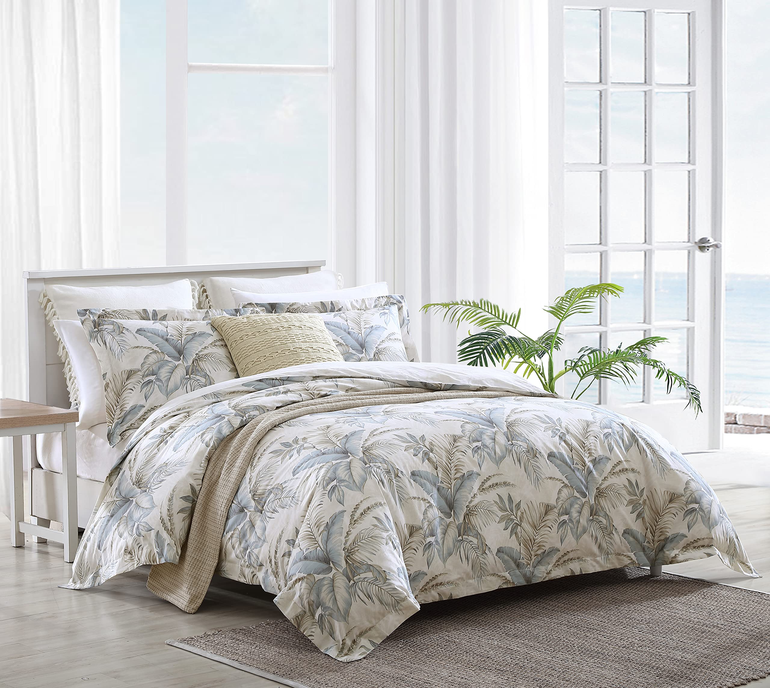 Tommy Bahama - Queen Comforter Set, Reversible Cotton Bedding with Matching Shams, Oeko-Tex Certified (Bakers Bluff Blue)