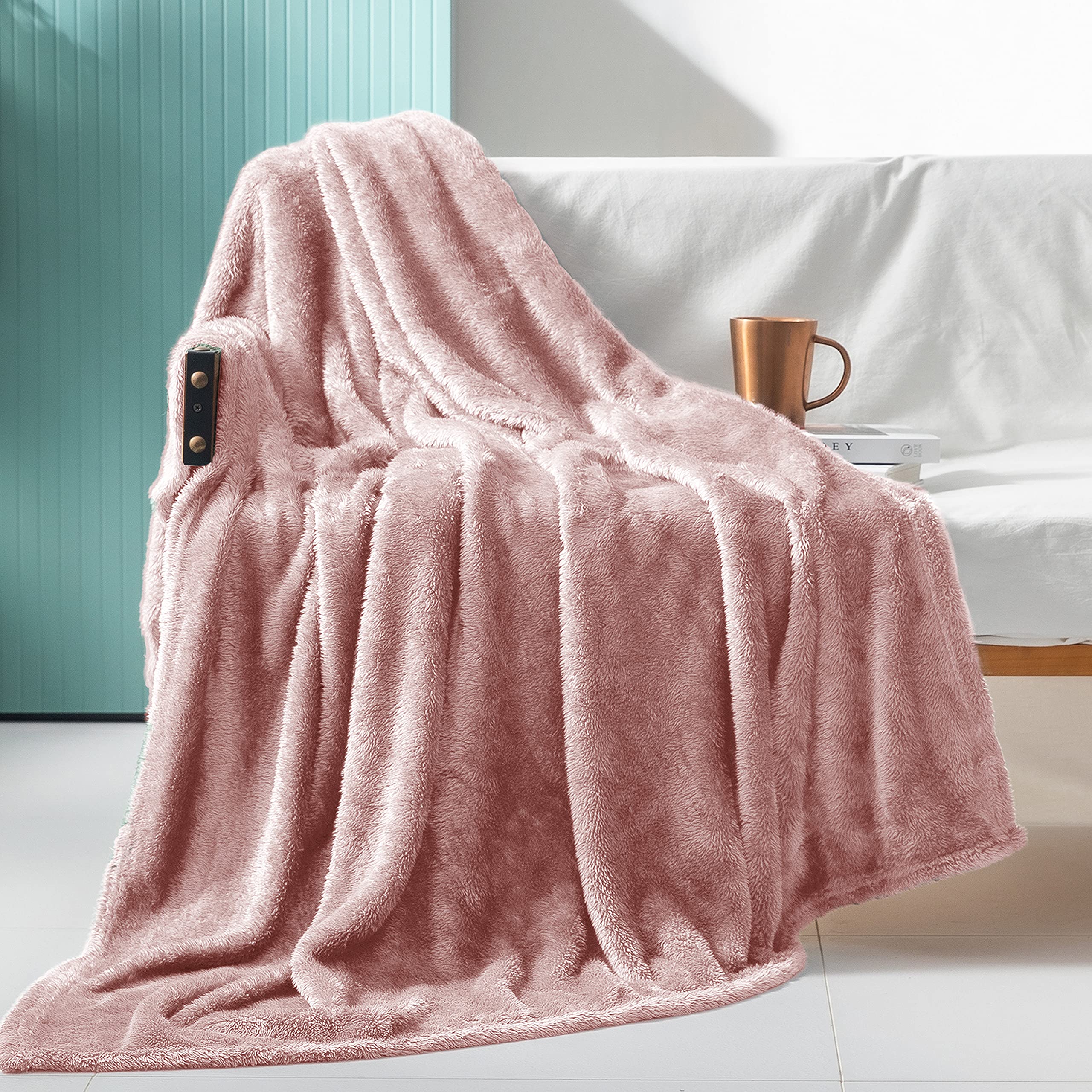 Exclusivo Mezcla Plush Extra Large Fleece Throw Blanket For Couch,Bed And Sofa (50X70 Inches, Dusty Pink) Soft, Warm, Lightweigh