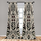 Ambesonne Nature Window Curtains, Boho Composition Of Sakura And Greenery Leaves Urban Jungle Modern Baroque, Lightweight Decor
