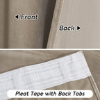 Ryb Home Camel Beige Velvet Curtains With Hook Tape, Thermal Insulated Privacy Protect Decorative Drapes For Home Theater, W 52 X L 72 Inches, 2 Panels Set
