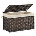SONGMICS Storage Basket with Lid, 17.2 Gallon (65L) Storage Bin, Woven Blanket Storage Basket with Handles, Foldable, Removable 