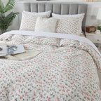 HoneiLife Duvet Dover King Size - 100% Cotton Comforter Cover Floral Duvet Cover Sets, Breathable Duvet Cover with Zipper Closur