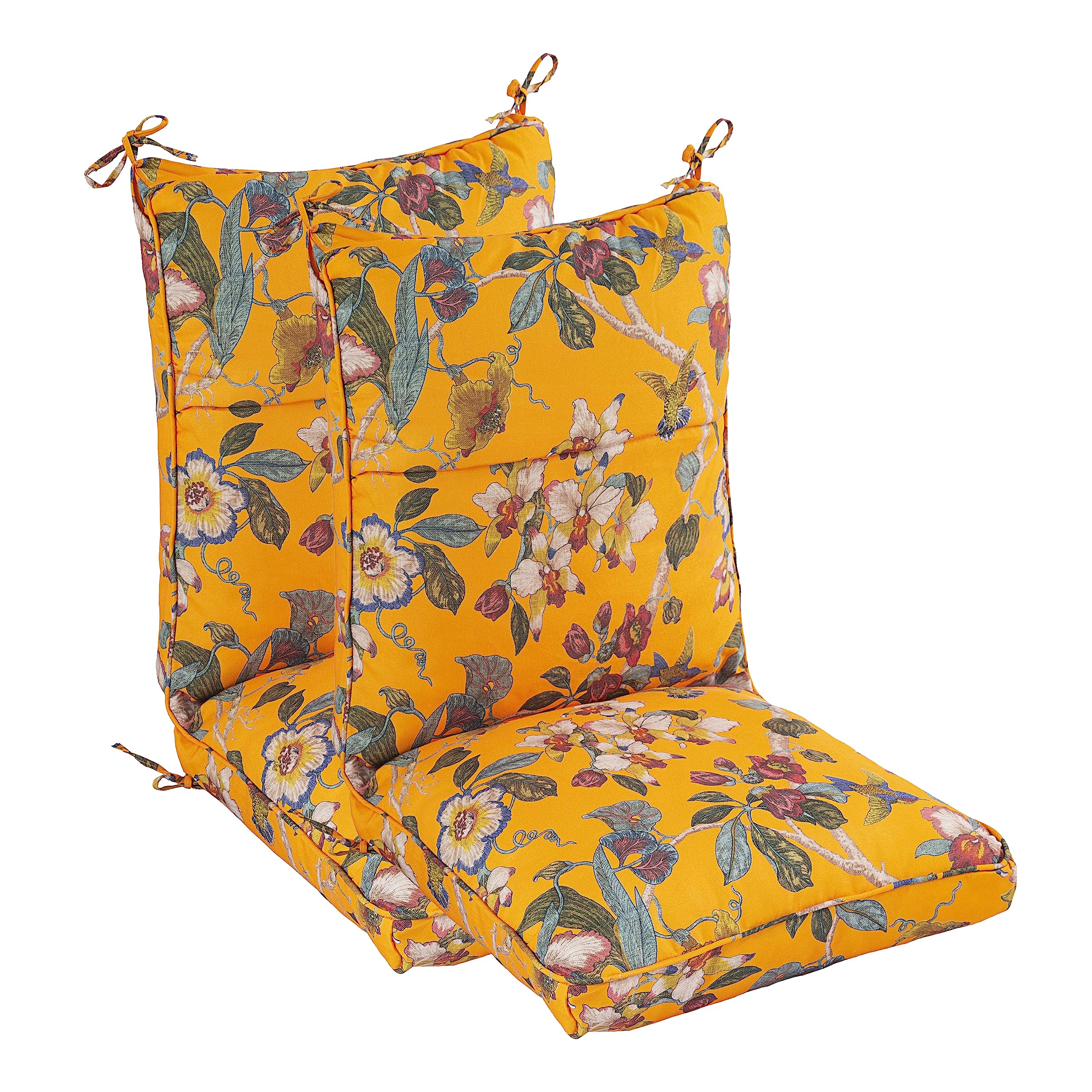 Makimoo Set Of 2 Outdoor Dining Chair Cushions, Comfort Patio Seating Cushions, 44 X21X4.5 Inch, Single Welt And Zipper, Sunset