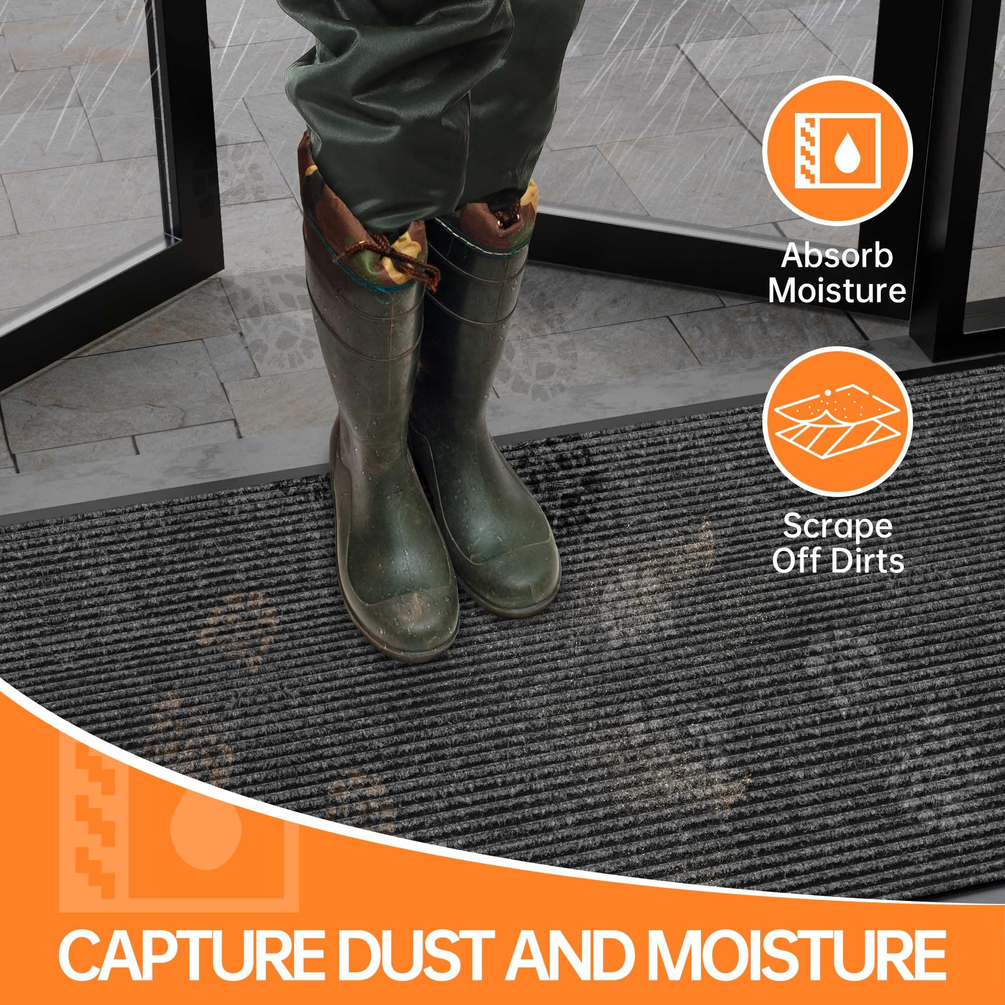 Homek Indoor Outdoor Door Mat, 2'X4' Entryway Mat, Non Slip Rubber Backed, Super Absorbent