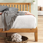 Zinus Alexia Wood Platform Bed Frame with Headboard, Rustic Pine, Queen