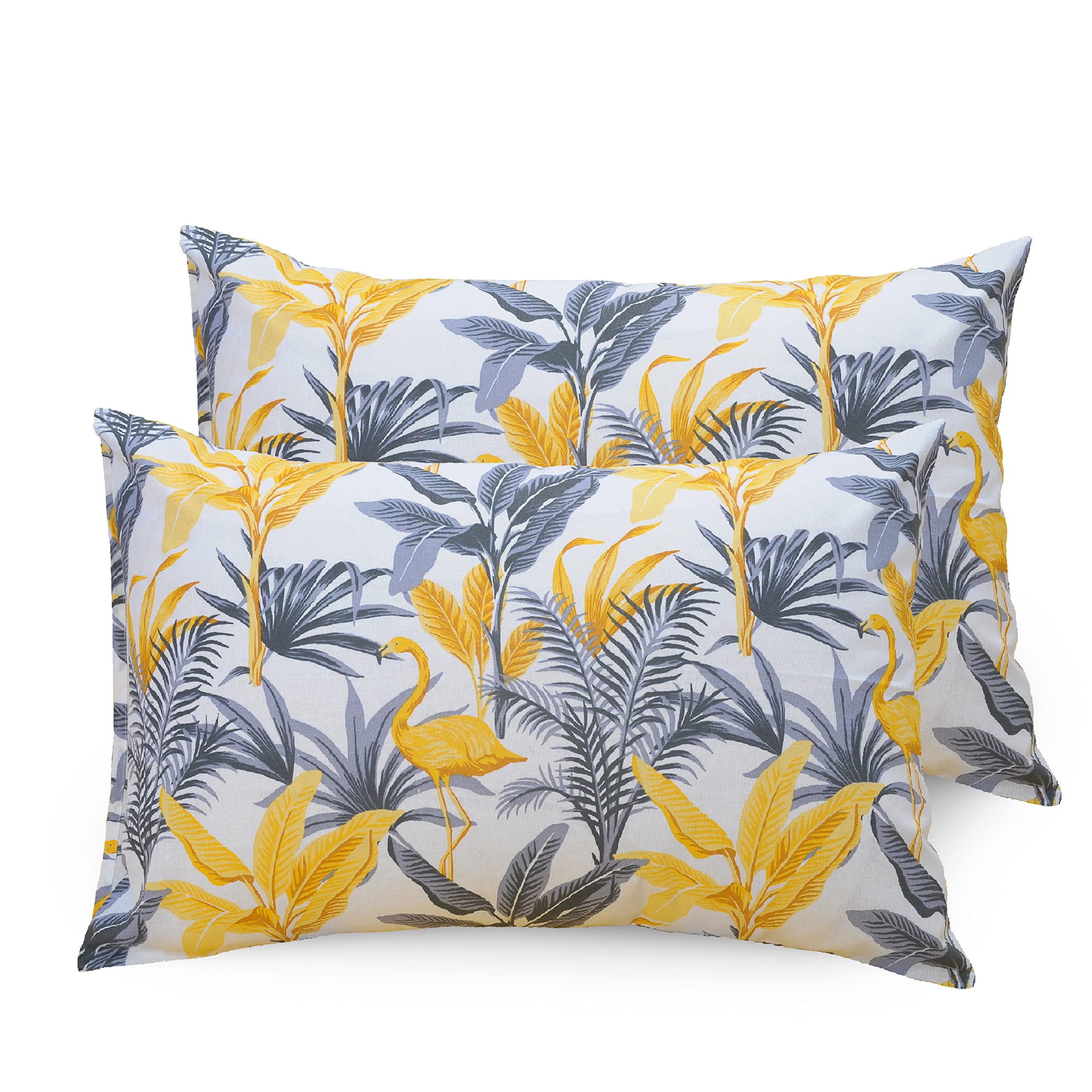 Huesland By Ahmedabad Cotton 144 Tc Cotton Pillow Cases Set Of 2  Yellow