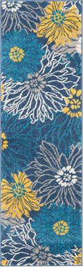 Nourison Passion Blue 110 x 6 Area -Rug, Floral, Farmhouse, Easy -Cleaning, Non Shedding, Bed Room, Living Room, Dining Room, 