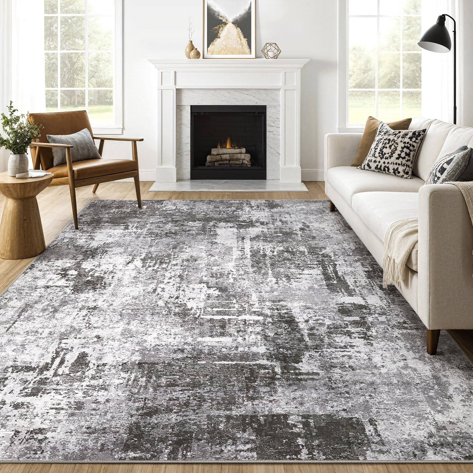 10x14 Area Rugs Living Room: Washable Large Abstract Modern Soft Rug Stain Resistant Indoor Floor Non Slip Accent Carpet for Bed