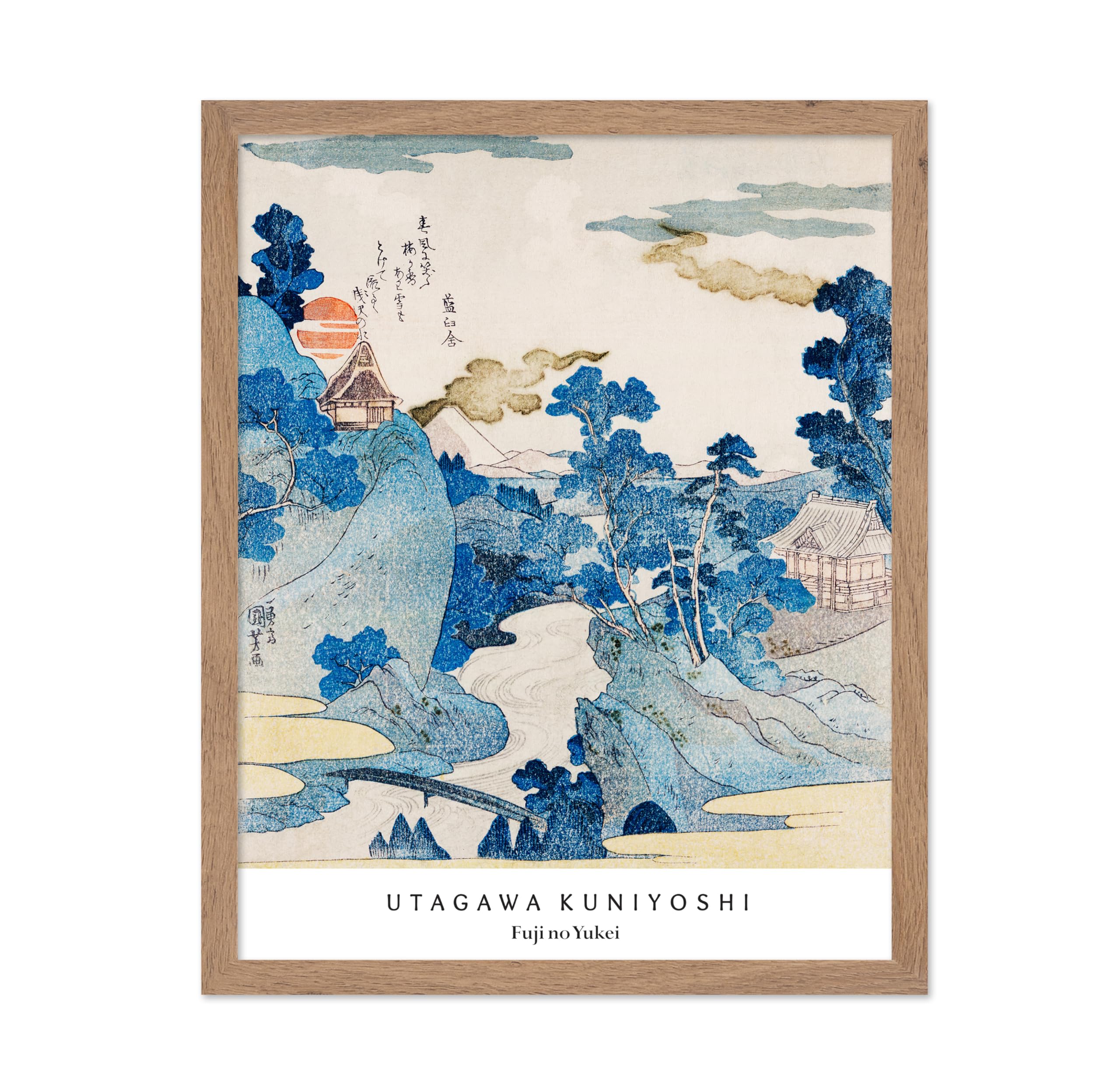 Poster Master Vintage Traditional Poster - Illustration Print - Fuji no Yukei, Stream, Spring, Mountain, Japanese - Gift for Art