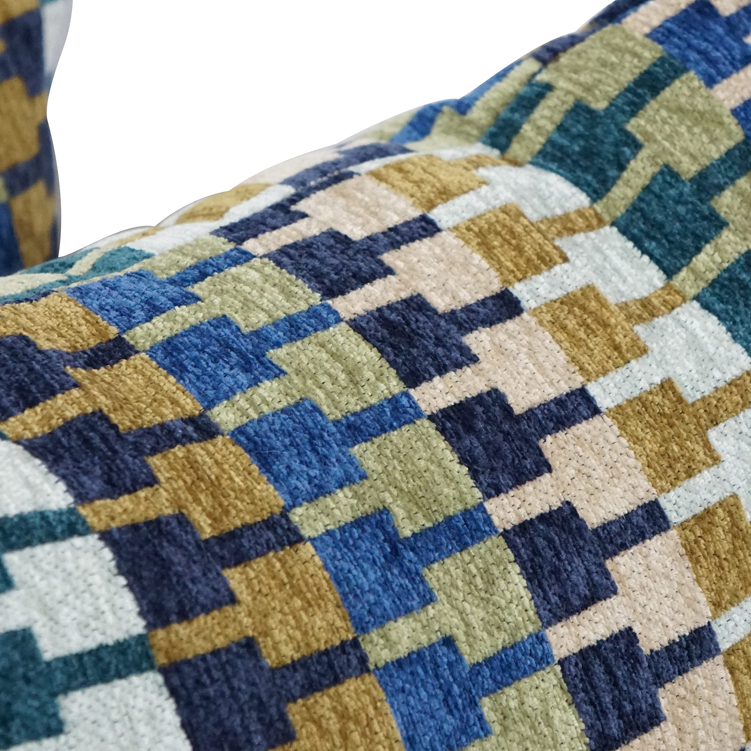 Blazing Needles Square Polyester Jacquard Throw Pillow, 17&quot;, Legion Aegean