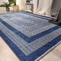 Alfa Rich 4x6 Navy Blue Washable Area Rugs for Living Room Bedroom Kitchen Cotton Pet Friendly Rug