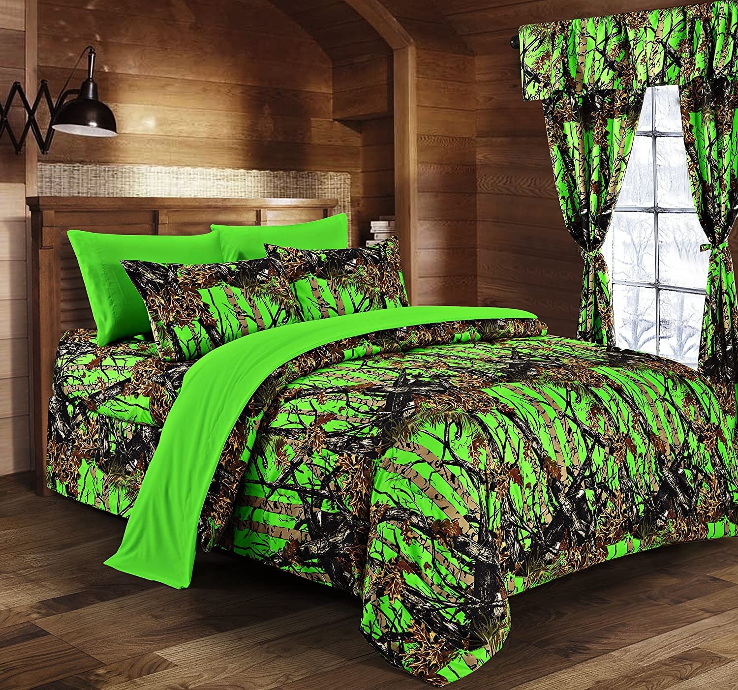 The Woods Twin Biohazard Green 1 Pc Bed Skirt