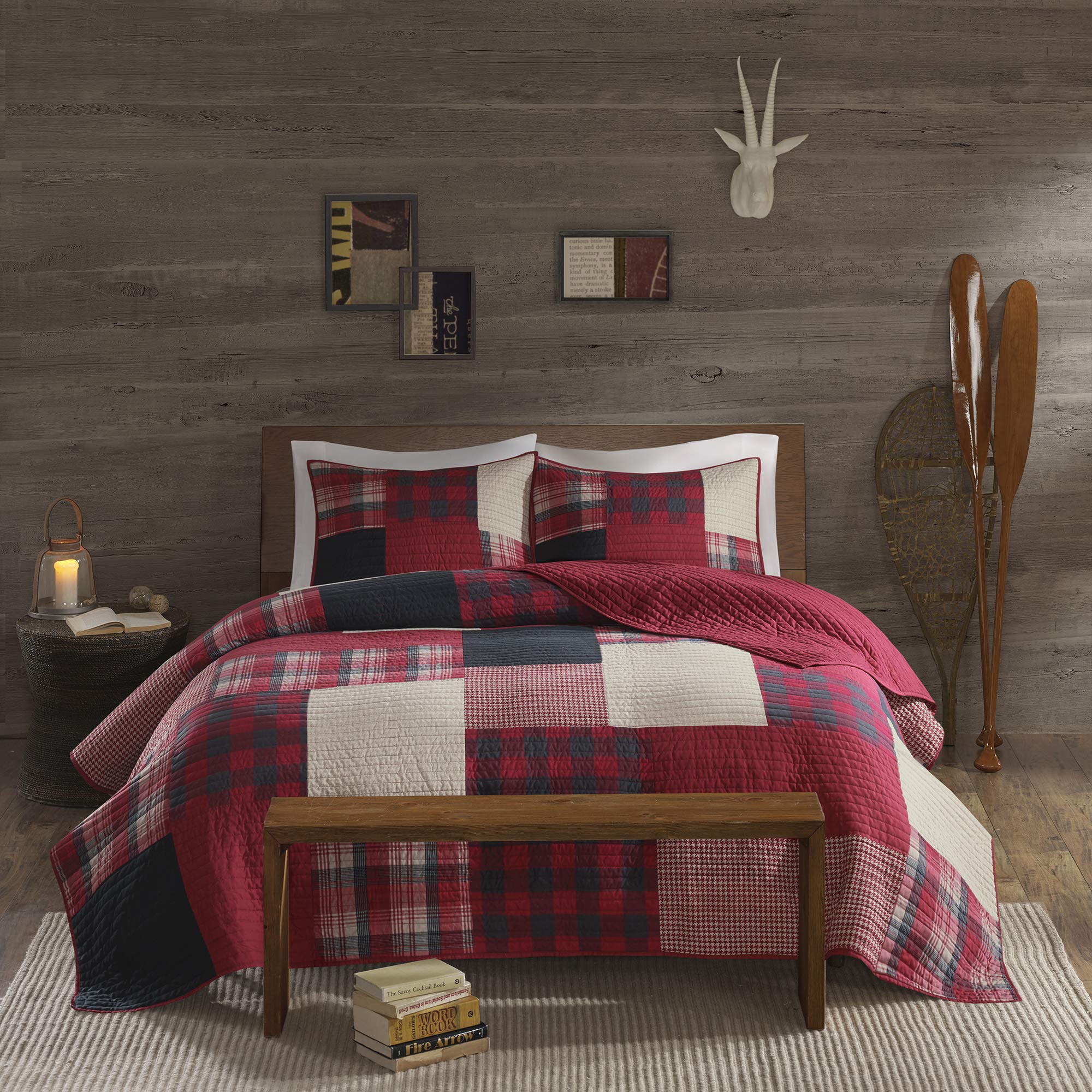 Woolrich Sunset Reversible Quilt Set - Cottage Styling Reversed To Solid Color, All Season Lightweight Coverlet, Cozy Bedding La