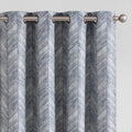 jinchan Blue Printed Curtains 63 Inch Length for Living Room Grommet Jacquard Curtains with Herringbone Pattern Modern Room Dark