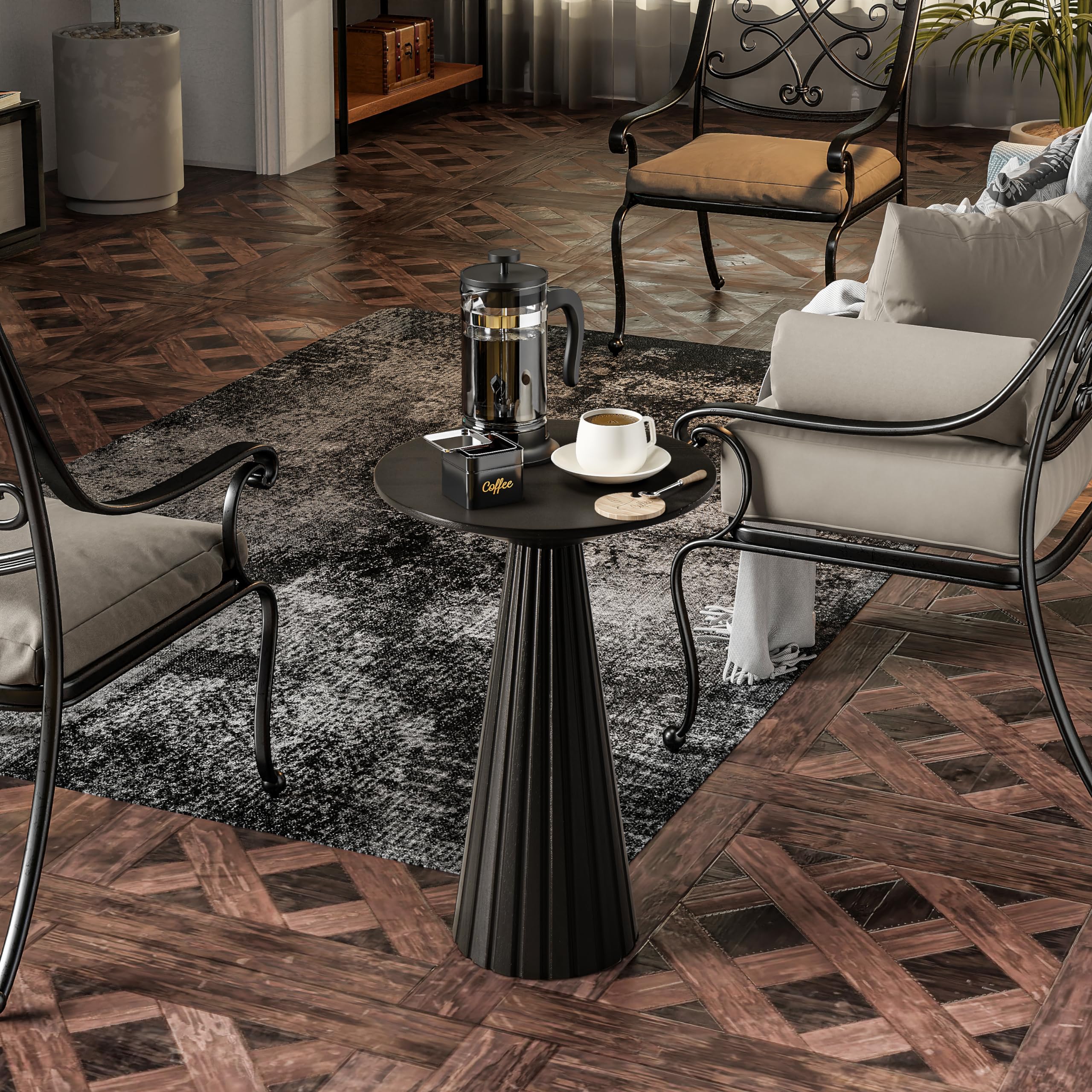 COZAYH Pedestal Small Drink Table Round Martini Table Wood Plant Stand End Table for Small Space Living Room, Bedroom, White