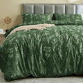 Muxhomo Duvet Cover Full Size, Reversible Floral Dark Green Duvet Cover Set With Zipper Closure, 3 Pieces Botanical Patterns Sof