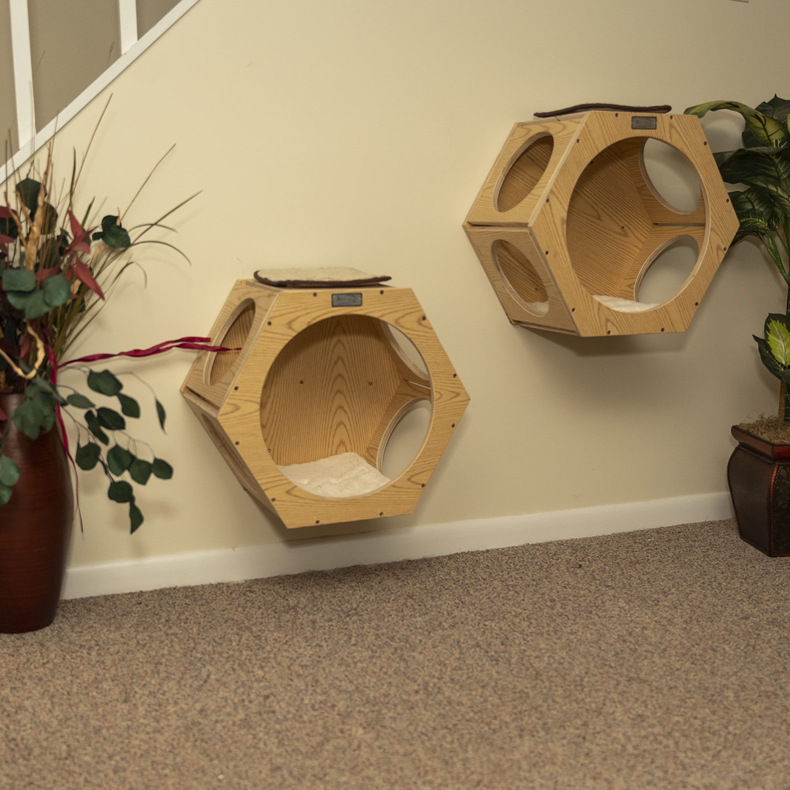 Armarkat Real Wood Wall Series: Set Of Two Natural Wood Wall Tree Additions W2107A