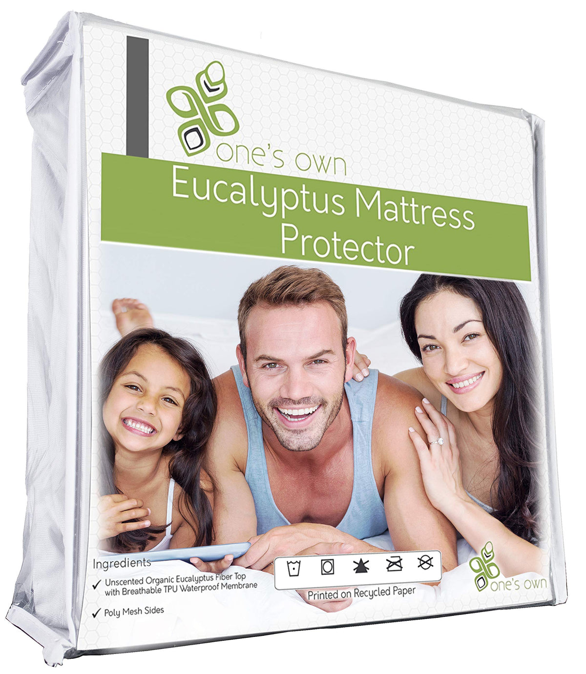 One'S Own Mattress Protector, Renewable Organic Tencel/Eucalyptus Fiber Top, Tpu Waterproofing, Hypoallergenic, Five-Sided, Whit