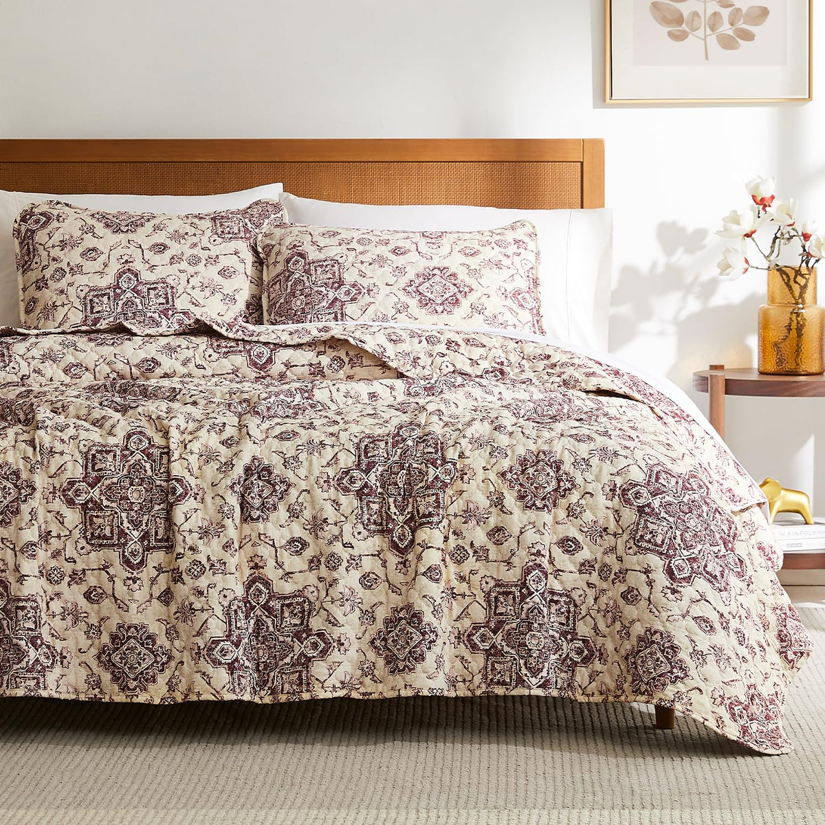Southshore Fine Living, Inc. Persia Collection Oversized King Quilt Bedding Set, 3-Piece With King/Cal King Size Quilt And 2 Mat