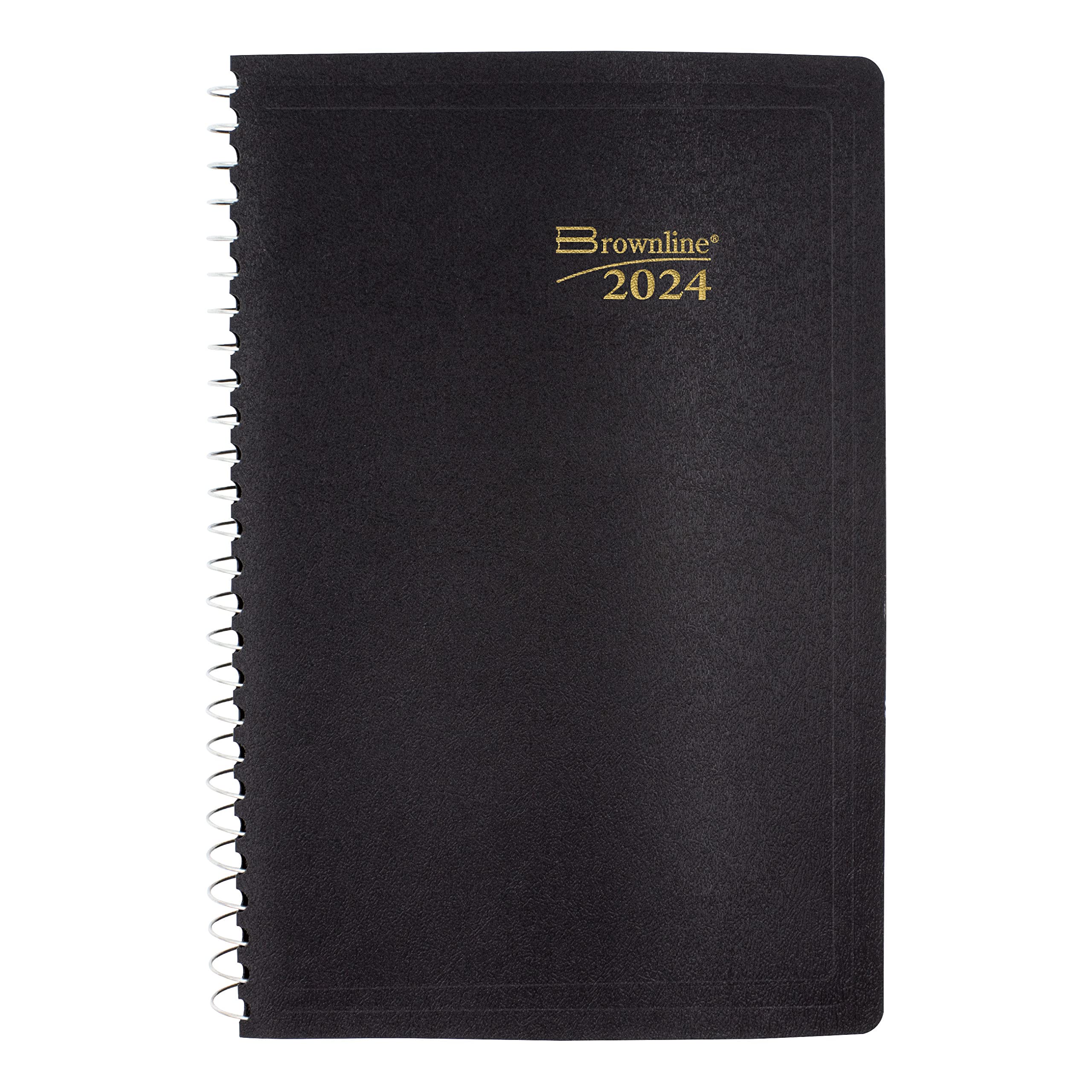 Brownline 2024 Essential Daily Planner, Appointment Book, 12 Months, January To December, Spiral Binding, 8' X 5', Black (C250