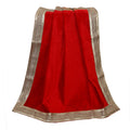 Indian Consigners Bright Red Velvet Cloth with Golden Shinny Border, Aasan Pooja Puja Cloth Poojan Table Cloth Holy Square Tarot