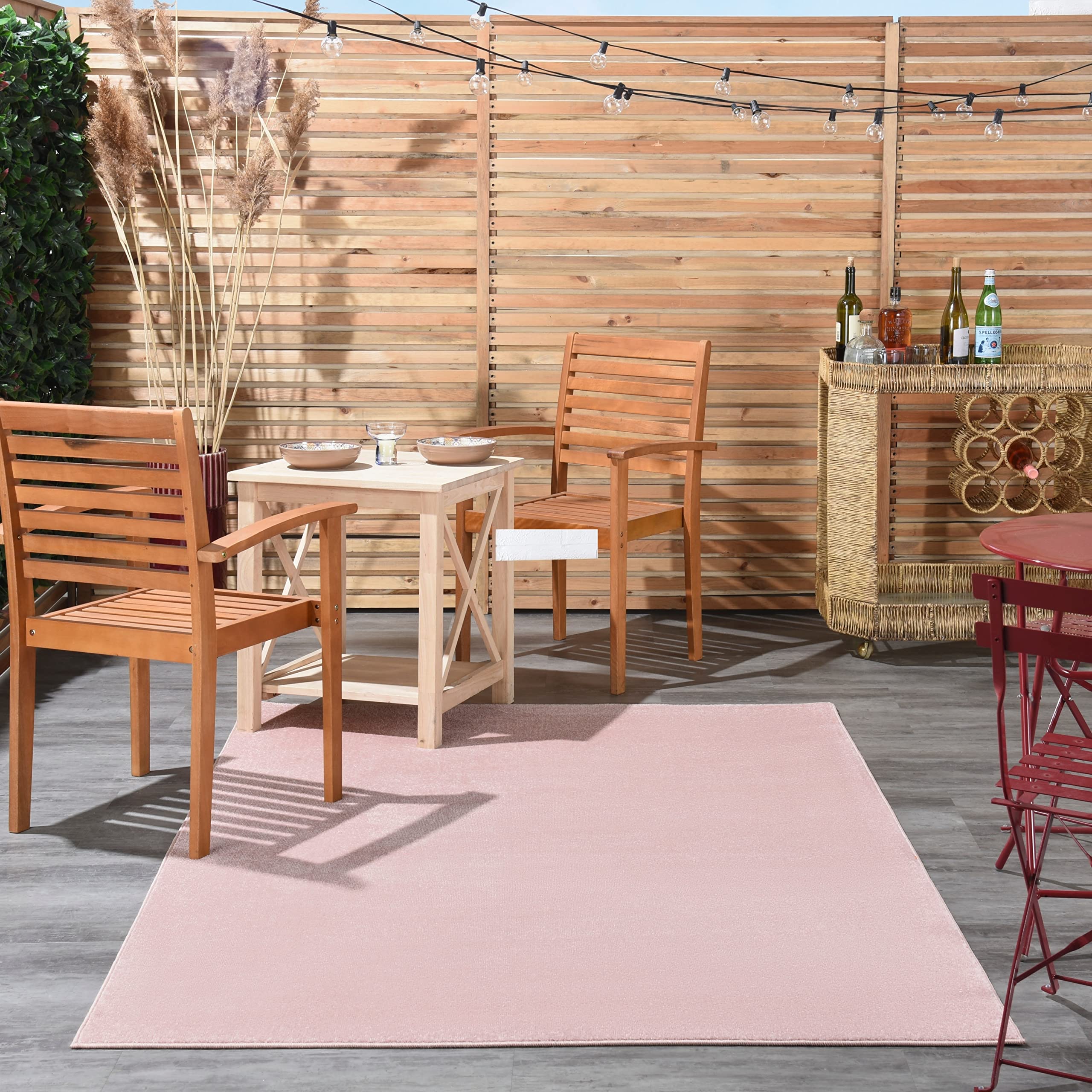 Nourison Essentials Indoor/Outdoor Pink 3' X 5' Area -Rug, Easy -Cleaning, Non Shedding, Bed Room, Living Room, Dining Room, Backyard, Deck, Patio (3X5)