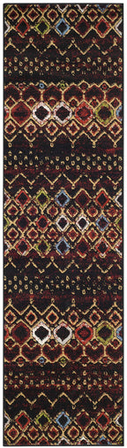 Safavieh Amsterdam Collection Runner Rug - 2'3'' X 20', Black & Multi, Moroccan Boho Design, Non-Shedding & Easy Care, Ideal For