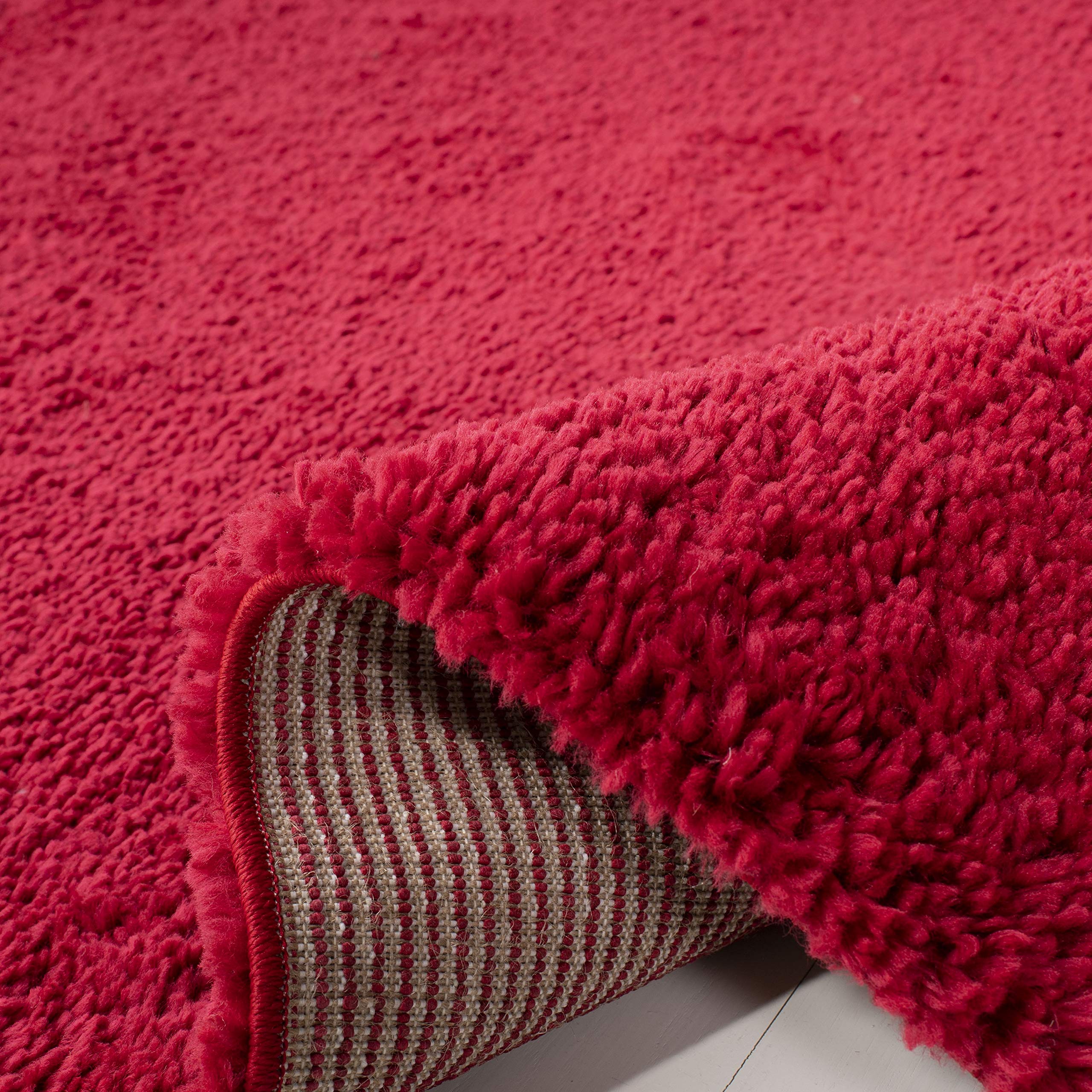 Safavieh August Shag Collection Runner Rug - 2'3'' X 8', Red, Solid Design, Non-Shedding & Easy Care, 1.2-Inch Thick Ideal For H