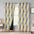 Beauoop 100% Blackout Curtains 96 Inches Long 2 Panels For Bedroom Living Room Yellow Grey Moroccan Geo Room Darkening Thermal I