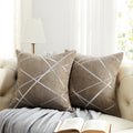 Gigizaza Decorative Couch Pillow Covers 16 X16,Sofa Thick Set Of 2Pcs Cushion Pillow Covers,Square Taupe Brown Luxury Pillows