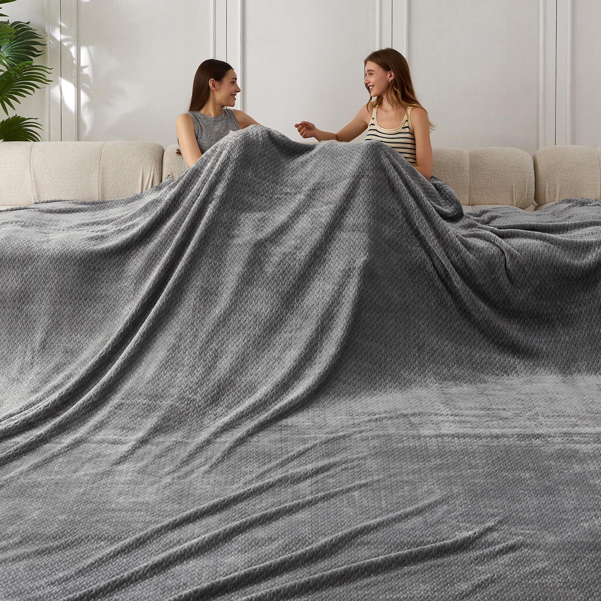 Coova Seamless Big Blanket 120X120 Inch 3D Jacquard Huge Blanket - Cozy Extra Large For Bed, Oversized King For Family Use, Gian
