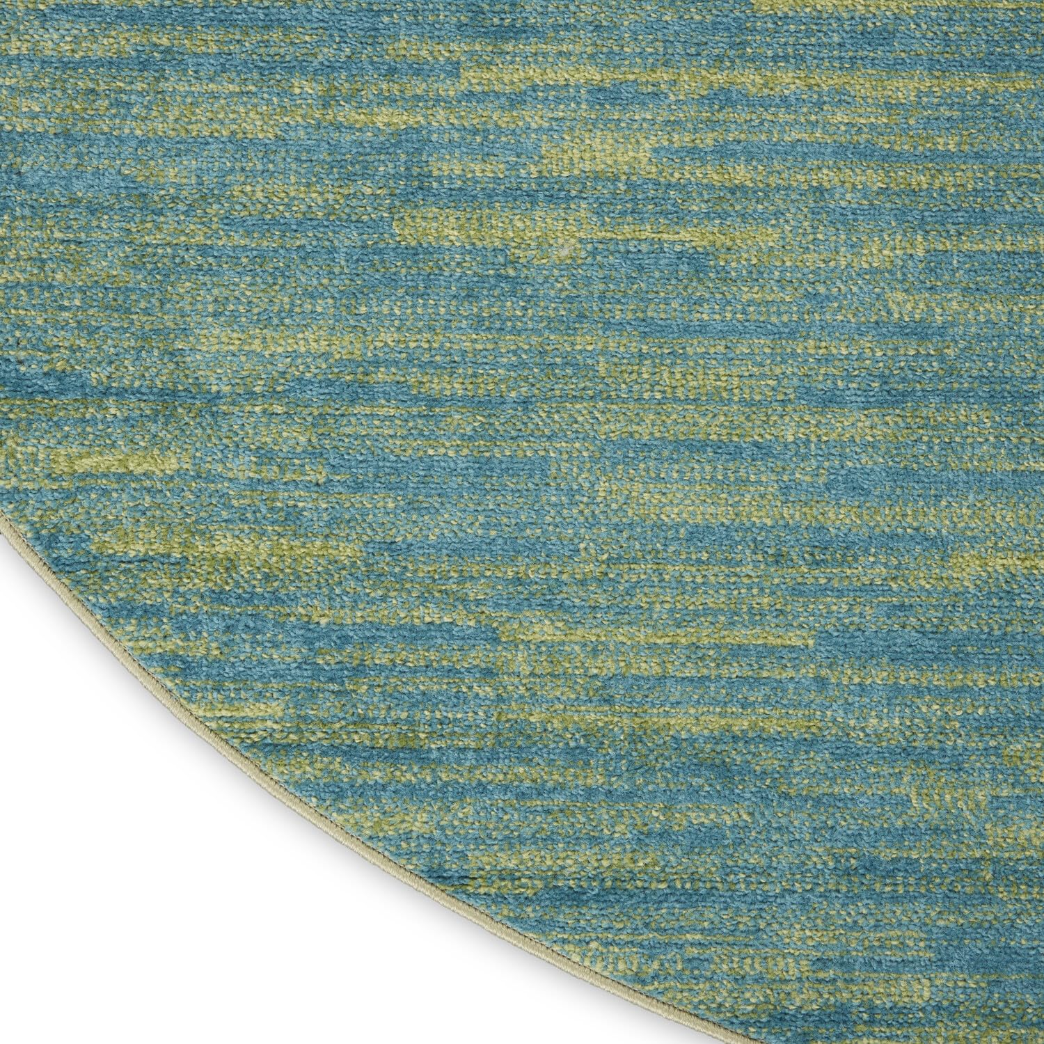 Nourison Essentials Indoor/Outdoor Blue Green 6' X Round Area -Rug, Easy -Cleaning, Non Shedding, Bed Room, Living Room, Dining Room, Backyard, Deck, Patio (6 Round)