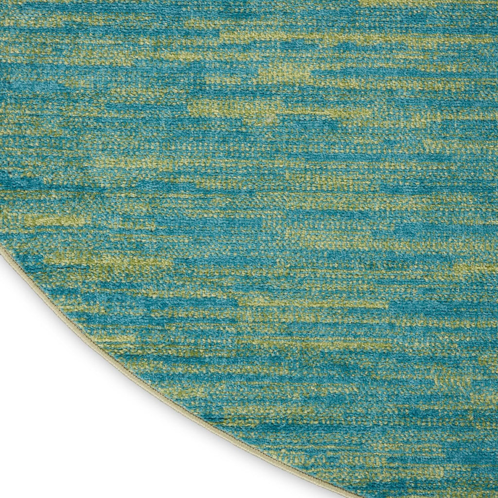 Nourison Essentials Indoor/Outdoor Blue Green 8' X Round Area -Rug, Easy -Cleaning, Non Shedding, Bed Room, Living Room, Dining Room, Backyard, Deck, Patio (8 Round)