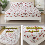 Fadfay Rose Sheets Set Full Vintage White Rose Floral Bedding Chic Red Rose Bed Sheets Shabby Farmhouse Bedding 100% Percale Egy