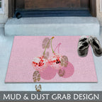 Supwhd Trendy Preppy Pink Cherry Disco Ball Door Mats Outdoor - Pink Welcome Mat, Pink Door Mat Doormat Outdoor Indoor Entrance,
