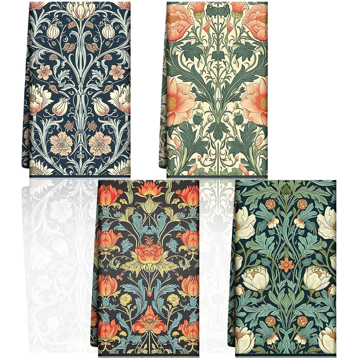 Tegeme 4 Pcs William Morris Floral Kitchen Dishcloth, Vintage Dish Towel