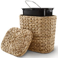 Tidita 1.5 Gallon Wicker Wastebasket with Lid, Woven from Water Hyacinth