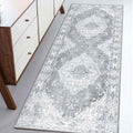 MUJOO Grey Runner Rug 2x6, Long Washable Rug Runners for Hallways Entryway Kitchen Bathroom Bedside,Boho Vintage Bohemian Dist