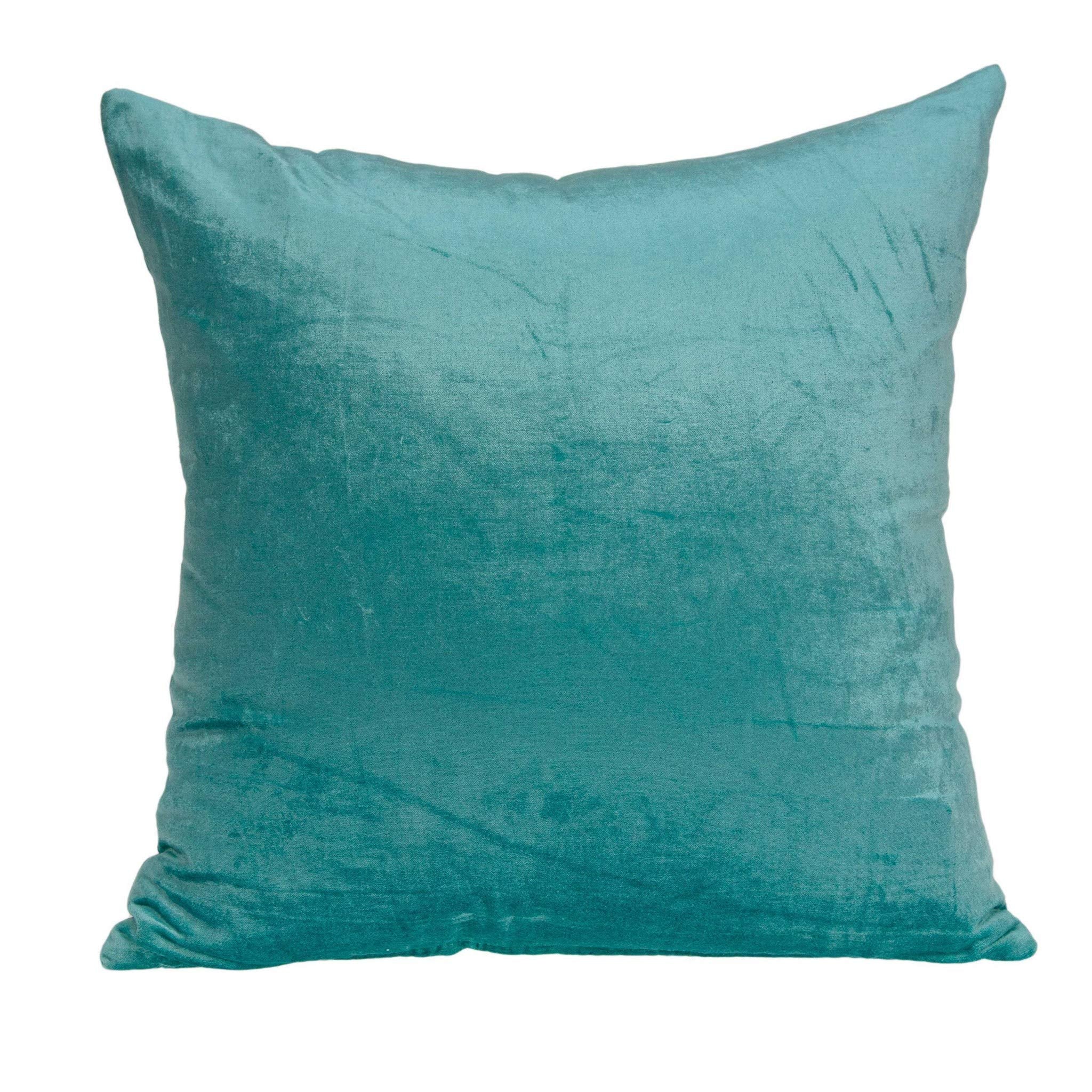 HomeRoots 50% Cotton, 50% Viscose 18' x 7' x 18' Transitional Aqua Solid Pillow Cover with Poly Insert