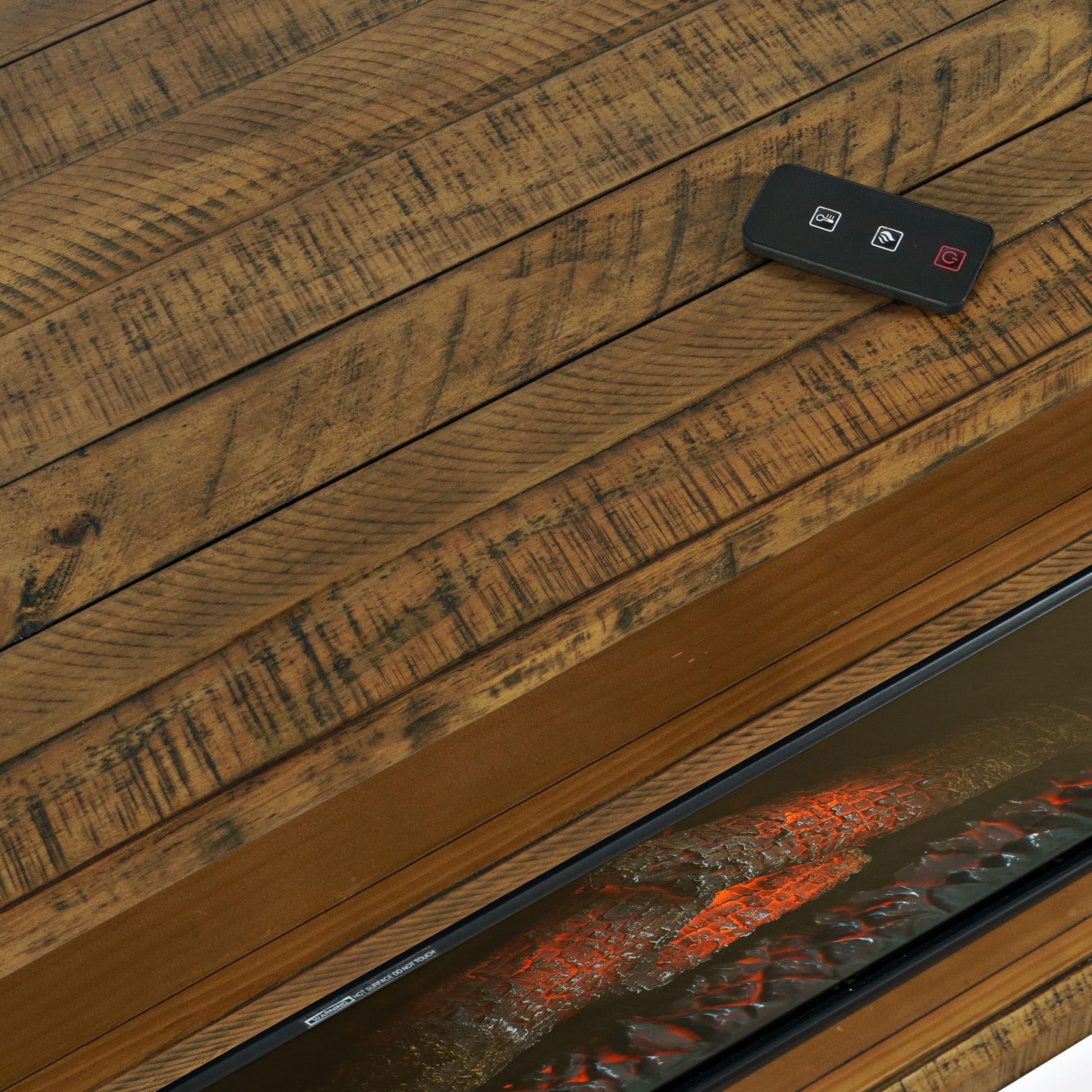 Telluride Rustic Solid Pine 60'' Storage Console TV Stand with Electric Fireplace