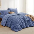 Bedsure Full Size Comforter Sets - Bed in a Bag Full Size 7 Pieces Plaid Seersucker Bedding Set, Soft Lightweight Down Alternati