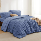 Bedsure Full Size Comforter Sets - Bed in a Bag Full Size 7 Pieces Plaid Seersucker Bedding Set, Soft Lightweight Down Alternati