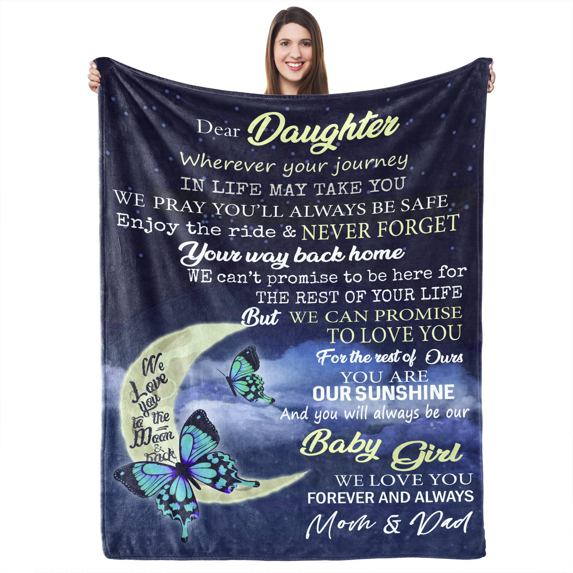 Ufooro Throw Blanket Daughter Gifts From Mom And Dad, Gifts For Daughter, Fathers Day Throw Blanket Daughter Gifts From Dad, Bir